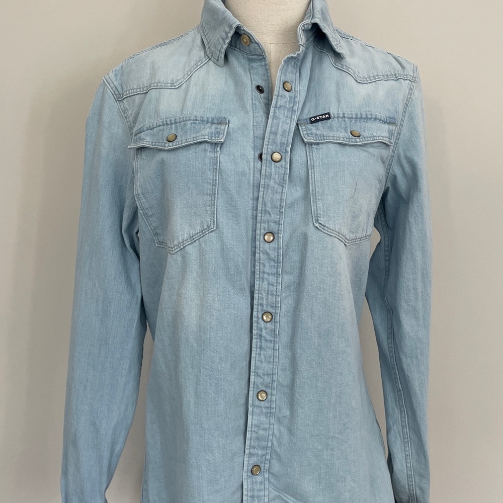 G-Star Blue Casual Button Down Shirt Fitted Silhouette (M) - Picture 2 of 8